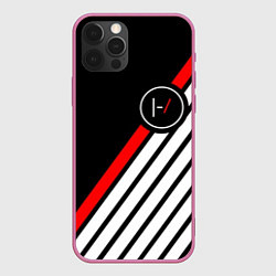 Чехол для iPhone 12 Pro 21 Pilots: Black Logo, цвет: 3D-малиновый