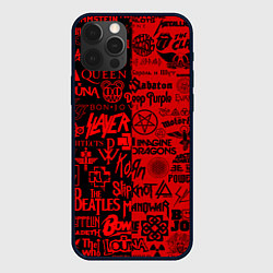 Чехол для iPhone 12 Pro ЛОГОТИПЫ РОК ГРУПП, цвет: 3D-черный