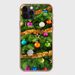 Чехол для iPhone 12 Pro Живая новогодняя ёлка, цвет: 3D-светло-розовый