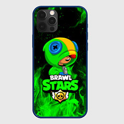 Чехол для iPhone 12 Pro BRAWL STARS LEON ЛЕОН ЗЕЛЁНЫЙ ОГОНЬ, цвет: 3D-тёмно-синий