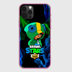 Чехол для iPhone 12 Pro Brawl Stars LEON, цвет: 3D-малиновый