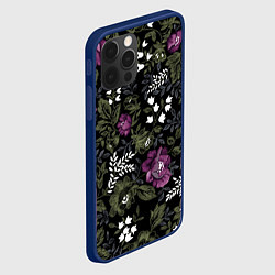 Чехол для iPhone 12 Pro Цветы, цвет: 3D-тёмно-синий — фото 2