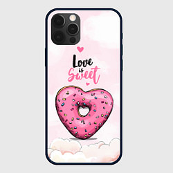 Чехол для iPhone 12 Pro Пончик сердечко, цвет: 3D-черный