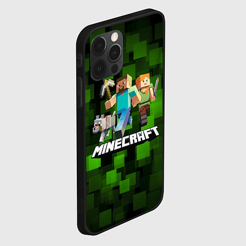 Чехол iPhone 12 Pro Minecraft Майнкрафт / 3D-Черный – фото 2