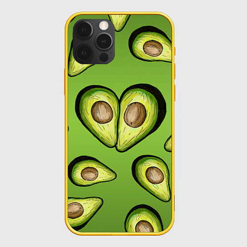 Чехол iPhone 12 Pro Люблю авокадо / 3D-Желтый – фото 1