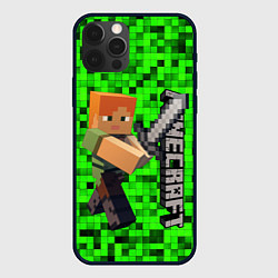 Чехол для iPhone 12 Pro MINECRAFT, цвет: 3D-черный