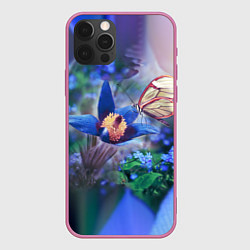 Чехол для iPhone 12 Pro Бабочка, цвет: 3D-малиновый