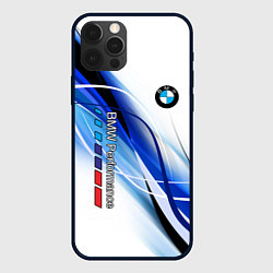 Чехол для iPhone 12 Pro BMW волны - blue-white, цвет: 3D-черный