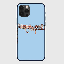 Чехол для iPhone 12 Pro Совы на ветке, цвет: 3D-черный