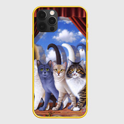 Чехол для iPhone 12 Pro Коты, цвет: 3D-желтый