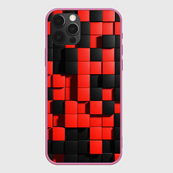 Чехол для iPhone 12 Pro КУБИКИ 3D, цвет: 3D-малиновый