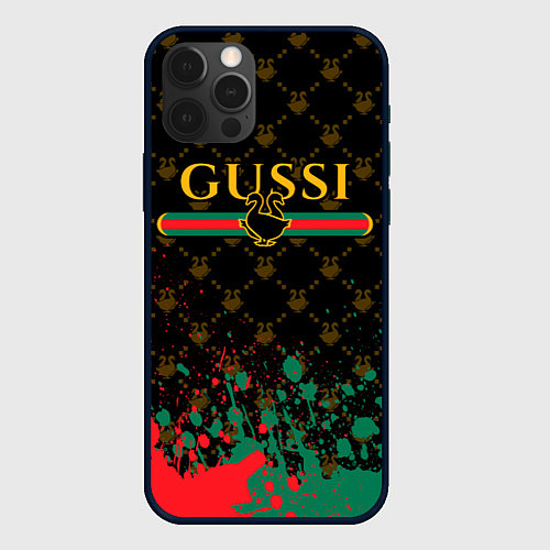 Чехол iPhone 12 Pro GUSSI ГУСИ / 3D-Черный – фото 1