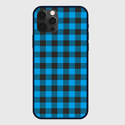 Чехол для iPhone 12 Pro Голубая клетка, цвет: 3D-черный