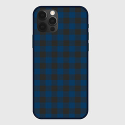 Чехол для iPhone 12 Pro Темно синяя Клетка, цвет: 3D-черный
