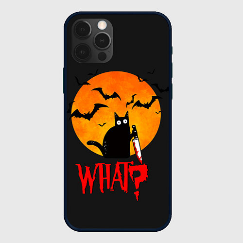 Чехол iPhone 12 Pro What Cat Halloween / 3D-Черный – фото 1