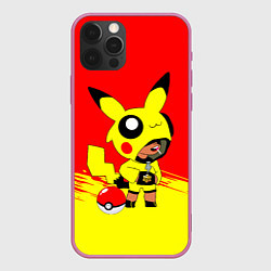 Чехол для iPhone 12 Pro Brawl starsLeon pikachu, цвет: 3D-малиновый