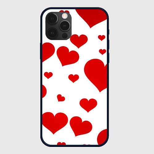 Чехол iPhone 12 Pro Сердечки / 3D-Черный – фото 1
