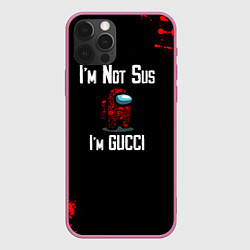 Чехол для iPhone 12 Pro Among Us Gucci, цвет: 3D-малиновый