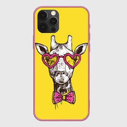 Чехол для iPhone 12 Pro Жираф, цвет: 3D-малиновый
