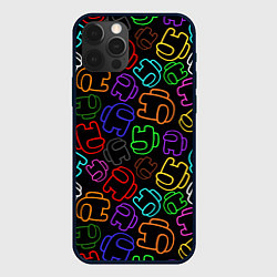 Чехол для iPhone 12 Pro AMONG US NEON, цвет: 3D-черный