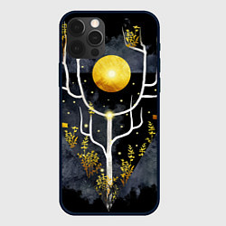 Чехол для iPhone 12 Pro Графит и золото: дерево жизни, цвет: 3D-черный