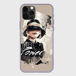 Чехол для iPhone 12 Pro Girl Power, цвет: 3D-светло-сиреневый