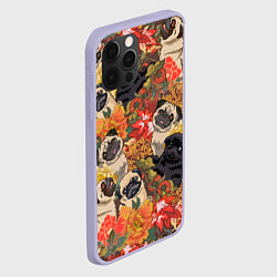 Чехол для iPhone 12 Pro Мопсики Цветочки, цвет: 3D-светло-сиреневый — фото 2