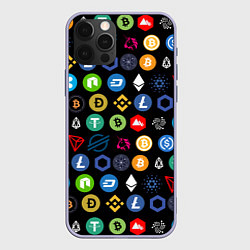 Чехол для iPhone 12 Pro BITCOIN БИТКОИН Z, цвет: 3D-светло-сиреневый