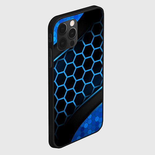 Чехол iPhone 12 Pro 3D luxury blue 3Д СОТЫ и плиты / 3D-Черный – фото 2