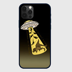 Чехол для iPhone 12 Pro НЛО похищает динозавров, цвет: 3D-черный