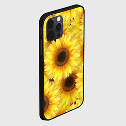 Чехол для iPhone 12 Pro Подсолнухи в поле, цвет: 3D-черный — фото 2