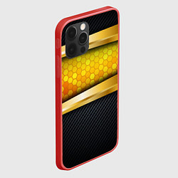 Чехол для iPhone 12 Pro 3D ЗОЛОТЫЕ СОТЫ БРОНЯ 3Д, цвет: 3D-красный — фото 2
