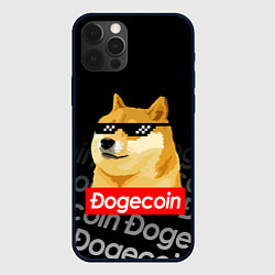 Чехол для iPhone 12 Pro DOGECOIN DOGE ДОГИКОИН, цвет: 3D-черный