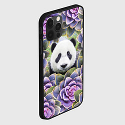 Чехол для iPhone 12 Pro Панда среди цветов, цвет: 3D-черный — фото 2