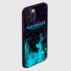Чехол для iPhone 12 Pro GENSHIN IMPACT НЕОНОВЫЙ ОГОНЬ, цвет: 3D-черный — фото 2