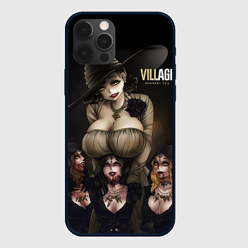 Чехол iPhone 12 Pro Resident Evil Village Димитреску с дочками / 3D-Черный – фото 1