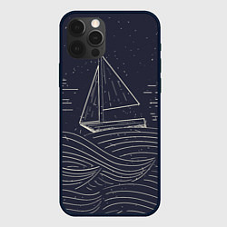 Чехол для iPhone 12 Pro Одинокий корабль в море, цвет: 3D-черный