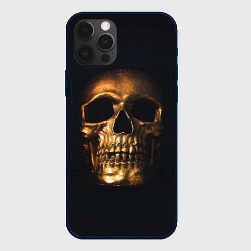 Чехол iPhone 12 Pro Golden Skull / 3D-Черный – фото 1
