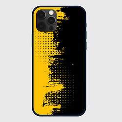 Чехол для iPhone 12 Pro ЧЕРНО ЖЕЛТЫЙ ГРАНЖ GRUNGE Z, цвет: 3D-черный