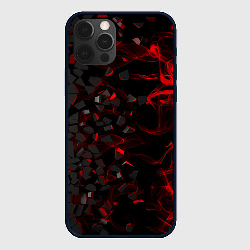 Чехол iPhone 12 Pro 3Д Разлом 3D Плиты и огонь / 3D-Черный – фото 1