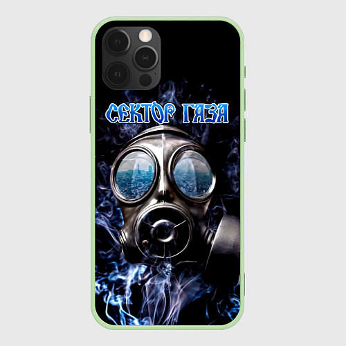 Чехол iPhone 12 Pro Сектор Газа противогаз и дым / 3D-Салатовый – фото 1