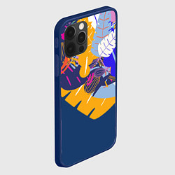 Чехол для iPhone 12 Pro Узор из листьев и цветов, цвет: 3D-тёмно-синий — фото 2