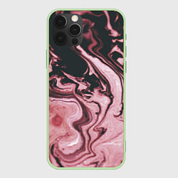 Чехол для iPhone 12 Pro Розовые Разводы С черными, цвет: 3D-салатовый