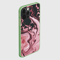 Чехол для iPhone 12 Pro Розовые Разводы С черными, цвет: 3D-салатовый — фото 2