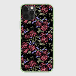Чехол для iPhone 12 Pro Цветочная мозаика, цвет: 3D-салатовый