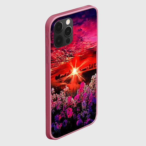 Чехол iPhone 12 Pro МАЛИНОВЫЙ ЗАКАТ / 3D-Малиновый – фото 2