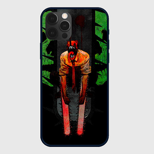 Чехол iPhone 12 Pro Дэндзи человек-бензопила / 3D-Черный – фото 1