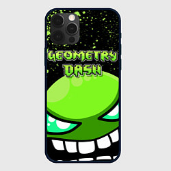 Чехол для iPhone 12 Pro Geometry Dash Green, цвет: 3D-черный