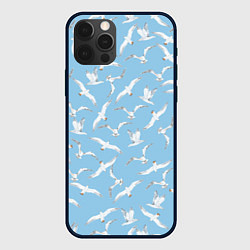 Чехол для iPhone 12 Pro Чайки в небе паттерн, цвет: 3D-черный