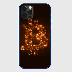 Чехол для iPhone 12 Pro СВЕТЯЩИЙСЯ BITCOIN, цвет: 3D-тёмно-синий